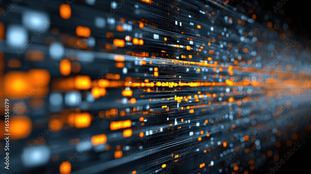 Aufkleber visualization of abstract data streams flowing in vibrant colors, illustrating technology and innova