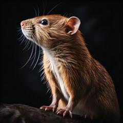 Obraz premium Clean macro photograph featuring Rat side profile, alert ears and textured fur, clean silhouette, high detail cutout, transparent background, even illumination, neutral backdrop, ample copy space, tru