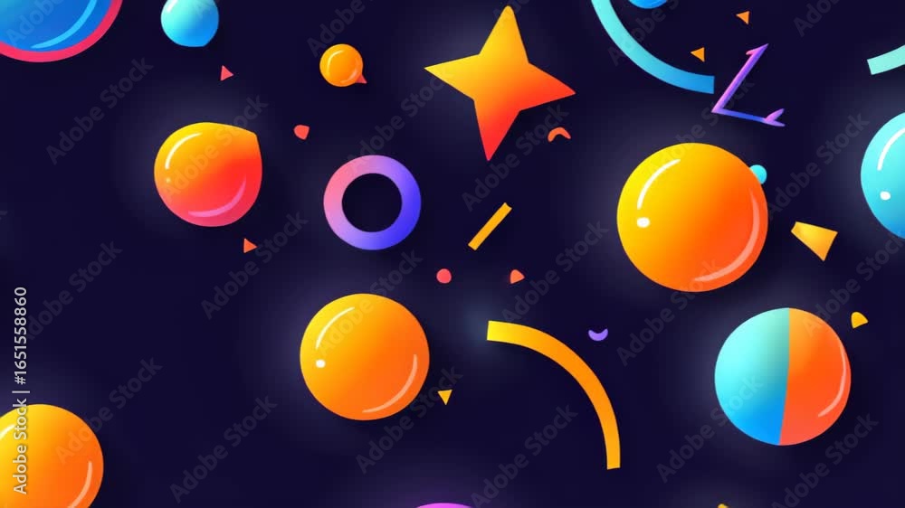 Aufkleber abstract geometric celebration: a vibrant composition bursts with color, featuring a playful array o