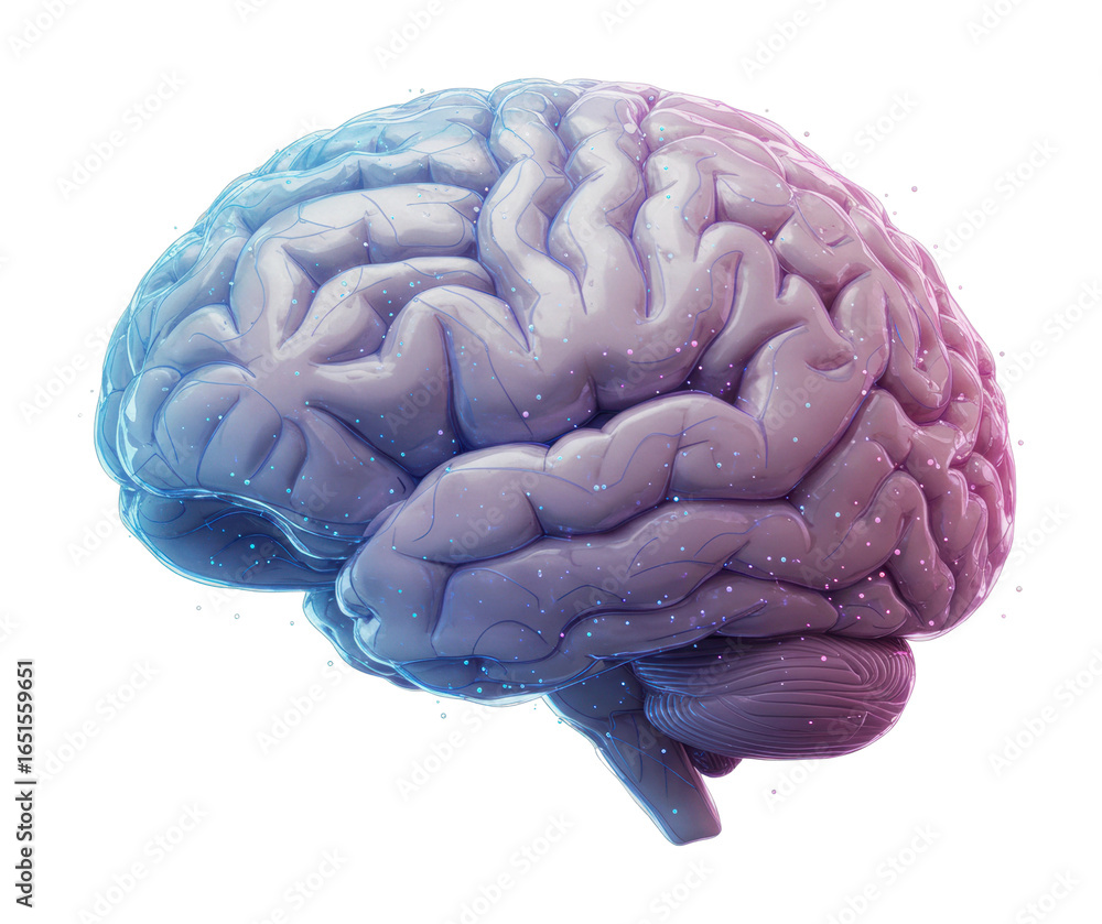 Poster exploring cognitive functions through 3d brain visualization science inspiring insights isolated on 