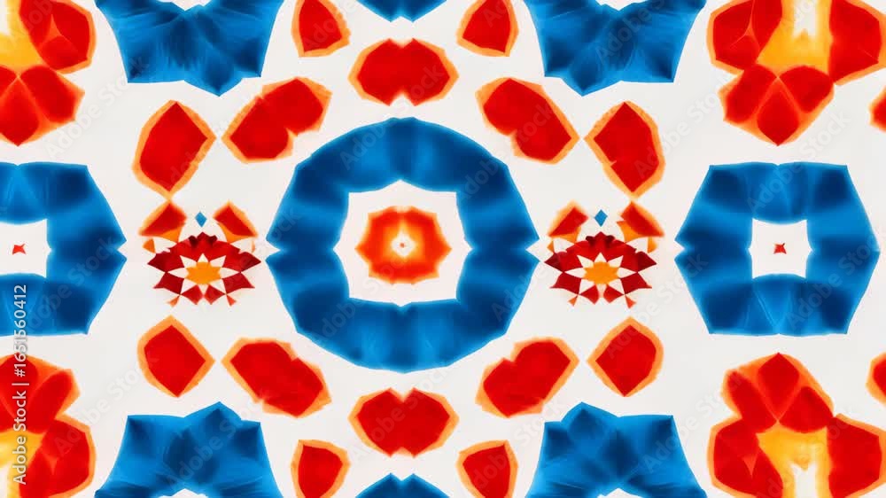 Aufkleber geometric kaleidoscope: a vibrant kaleidoscope image displaying a symmetrical composition of red and