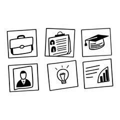 Illustration of business and education icons, isolated on white background, representing career development and professional growth opportunities
