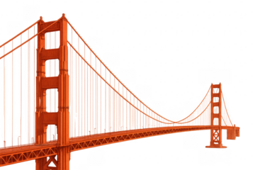 Golden Gate Bridge connecting San Francisco to Marin County with transparent background