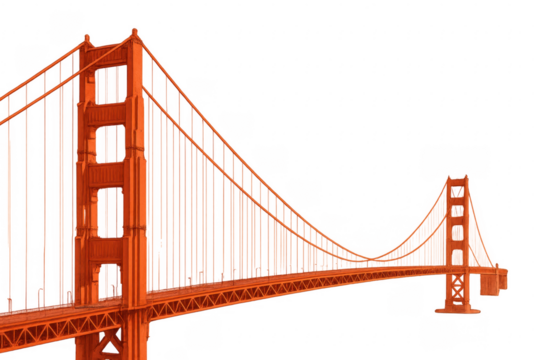 Golden Gate Bridge connecting San Francisco to Marin County with transparent background - Powered by Adobe