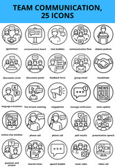 Obraz premium Team communication icons set for collaboration and feedback with 25 Outline Illustrations 
