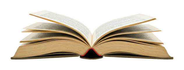 Literary exploration of an open book studio setting minimalistic environment knowledge and imagination isolated on transparent background