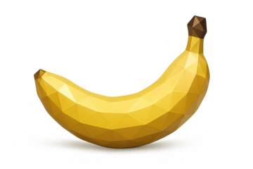 Polygonal banana is lying on transparent background
