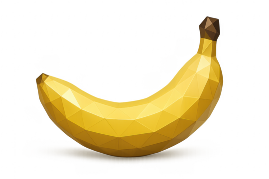 Polygonal banana is lying on transparent background