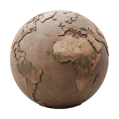 Fototapeta premium Earth globe model displaying continents and ocean regions artistic representation indoor environment abstract isolated on transparent background