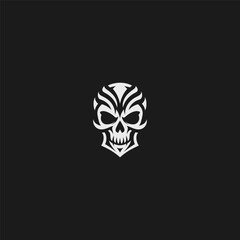 Abstract skull logo in bold and modern minimalist style.