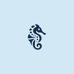 Abstract seahorse logo in elegant and simple minimalist design.