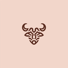 Abstract bull logo in simple clean minimalist design.