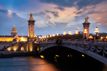 Beautiful view of Pont Alexandre III in Paris, France