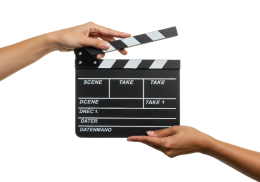 Film production action studio location clapperboard content type creative environment viewpoint cinematic concept isolated on transparent background