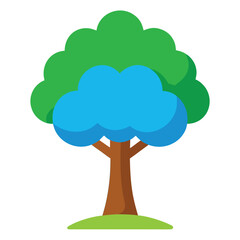 green tree with clouds