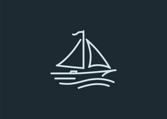A clean minimalist yacht logo in line art style, evoking luxury, adventure, and freedom on the sea.