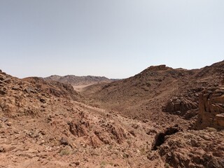 Jordan Trail long distance hiking from Dana Valley to Petra and Wadi Rum.Wadi Rum Desert, Jordan....