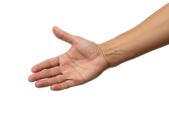 Hand gesture signifying welcome studio setting communication concept isolated on transparent background