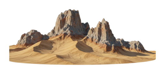 Exploring rugged mountain terrain desert landscape 3d model natural environment aerial geological structure isolated on transparent background