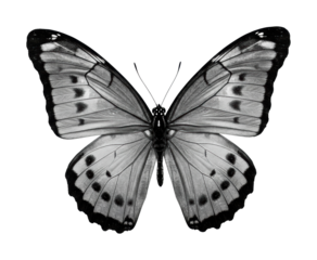 Delicate butterfly display nature setting black and white fine art environment viewpoint aesthetic concept isolated on transparent background