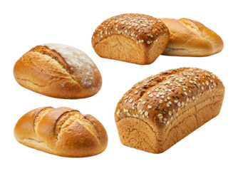 Baking fresh bread loaves bakery shop food cozy atmosphere shot artisan techniques for culinary delight isolated on transparent background