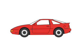 Fototapeta premium A classic red sports car model, isolated on a white background, is a detailed illustration of a timeless automobile