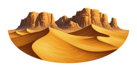 Desert sand dunes rocky mountains arid environment aerial natural beauty isolated on transparent background