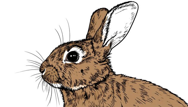 Detailed profile view of a rabbit illustration.
