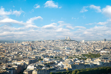 Beautiful view of the Sacre Coeur and streets in the center of Paris, France