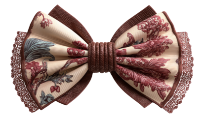 Elegant Floral Bow with Vintage Design on Transparent Background