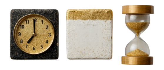 Elegant Timekeeping Objects on Isolated Transparent Background
