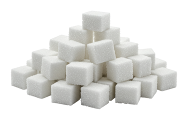 Sugar cubes piled up kitchen table food bright environment culinary concept isolated on transparent background