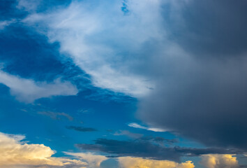 sunset clouds over the blue sky