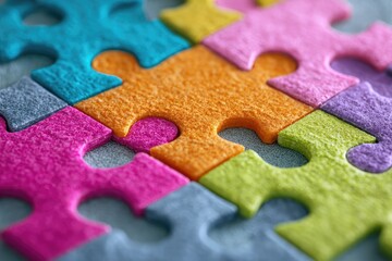 Close-up of colorful puzzle pieces
