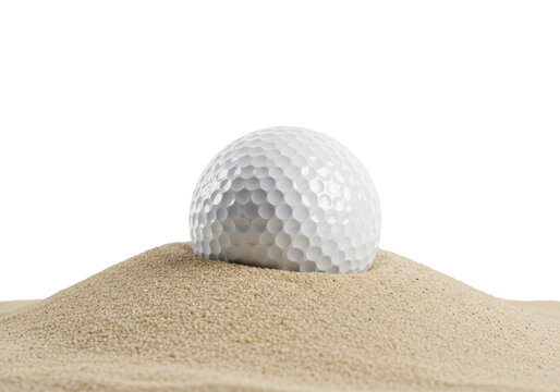Golf ball stuck in sand trap golf course sports outdoor environment golfing challenge isolated on transparent background