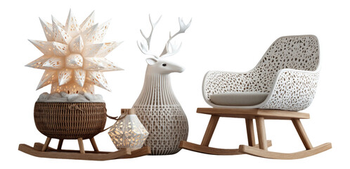 Decorative Objects on Transparent Background for Modern Interior Design