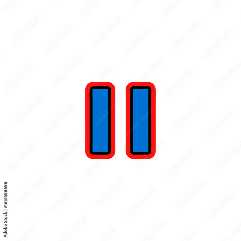 Poster minimalist representation of a pause symbol with bright colors on a white backdrop