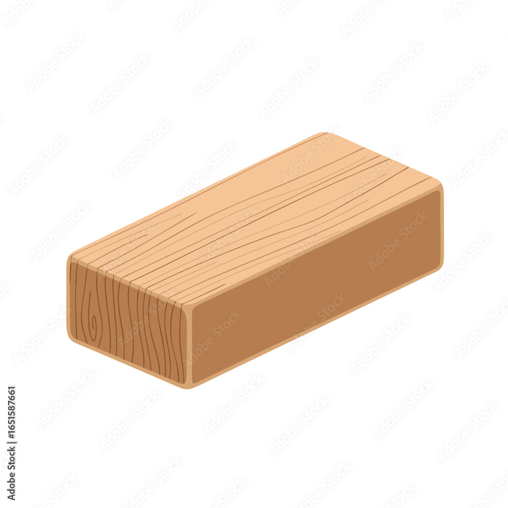 Poster isometric wooden block illustration conveying simplicity and material character for design projects