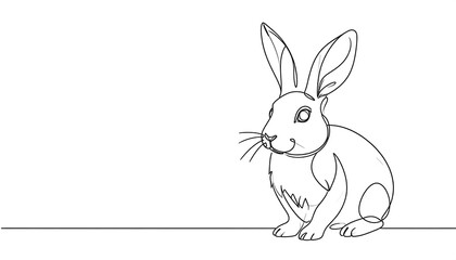 Fototapeta premium Continuous line drawing of a rabbit.