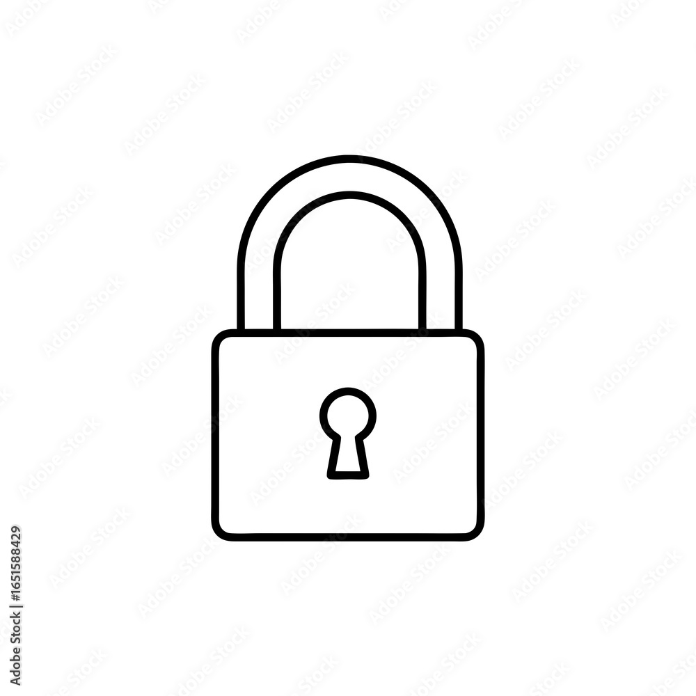 Poster minimalist line art depiction of a padlock symbolizing security and data protection
