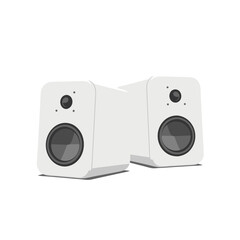 Minimalist audio setup: white speakers offering a clean and modern sound experience for audiophiles