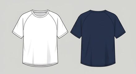 Short sleeve t shirt technical drawing fashion flat sketch illustration isolated on white background