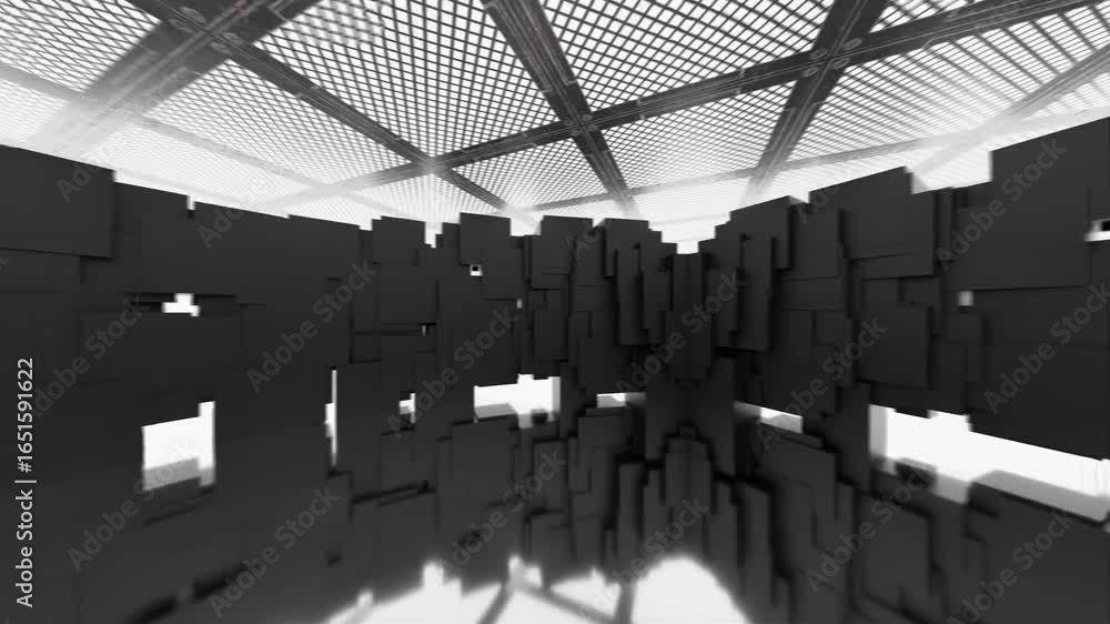 Aufkleber abstract geometric structure with reflective surfaces looping animation