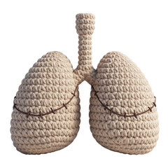Crochet human lungs anatomy respiratory organ design isolated on transparent background