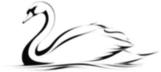 Fototapeta premium Elegant black and white dotted swan silhouette in calm water, vector style