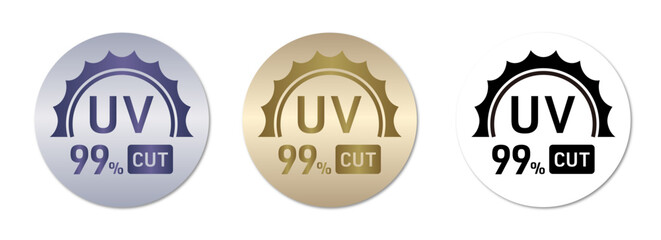 UVカットのアイコンとデザインセット（UV 太陽光 日焼け止め 紫外線 紫外線カット 紫外線対策 UV protection ベクター 編集可能）