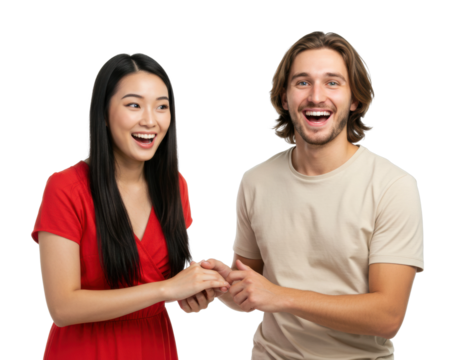 Joyful couple sharing a moment at home emotional connection indoor setting engaging viewpoint isolated on transparent background