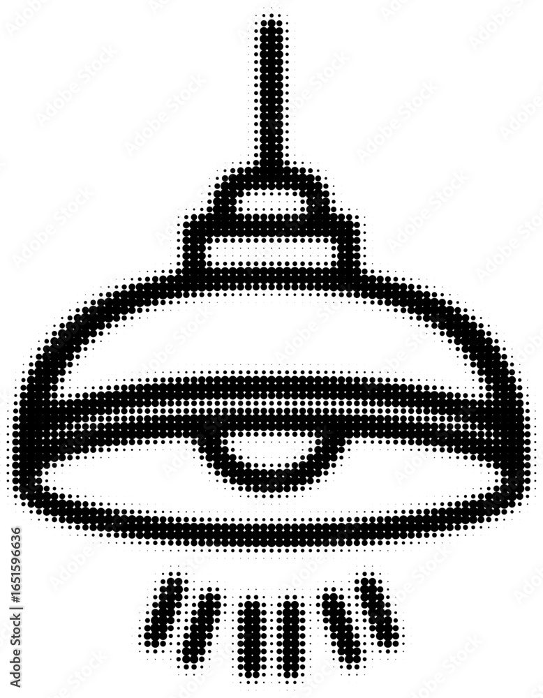 Poster dot pattern illustration of a ceiling lamp in black and white vector style