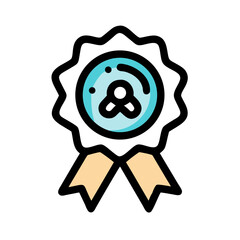 Minimalist Illustration of a Blue Ribbon with Tan Ribbons on a Black Background