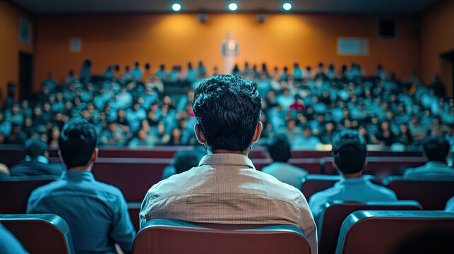 A vibrant image of IAS aspirants in a motivational seminar